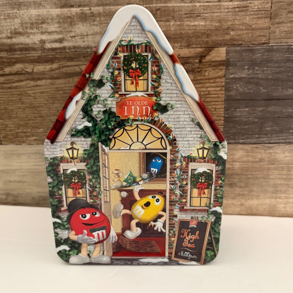 M&M's Christmas Village Series Tea House Tin 2002 Limited Edition Number 15